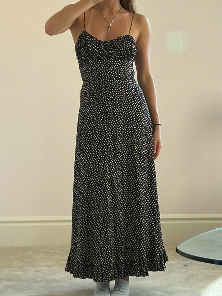 Doen Rosaria Dress Black Polka Dot Small